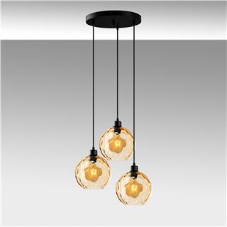 Camlı 3Lü Tepsi Sarkıt Pütürlü Siyah Benek-20-14324