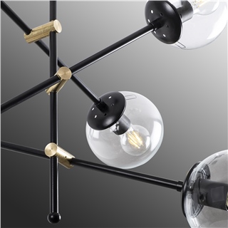 Camlı 6Lı Avize Pütürlü Siyah Best-Nt-106