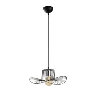 Fötr Şapka Model Tekli Tel Sarkıt Avize Siyah, Dekoratif Metal Lamba FOTRTEL-L-6721