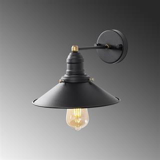 Conical Metal Sıvama Tekli Aplik Pütürlü Siyah, Endüstriyel Dekoratif Duvar Lambası CONICAL-12195