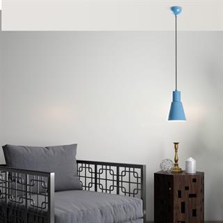 Konikkem Retro Tekli Sarkıt Avize Mavi, Endüstriyel Metal Sıvama Tavan Lambası 6362-LIGHTBLUE