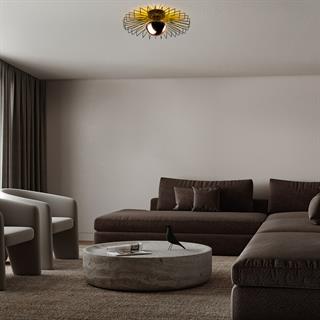 Tel Başlık Model Metal Plafönyer Avize Siyah, Dekoratif Tavan Aydınlatma KAYA-15225-L