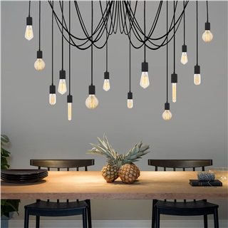 Rustik 14Lü Tepsi Sarkıt Pütürlü Siyah Kablo-Mr-931