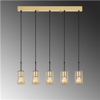 Tel 5Li Sıralı Sarkıt Parlak Gold Parlak Siyah Kemtel-11858