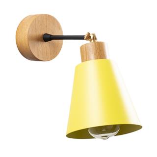 Konikkem Hareketli Başlık Metal Sıvama Tekli Mafsallı Natural Ahşap Aplik Sarı KONIKKEM-N-619