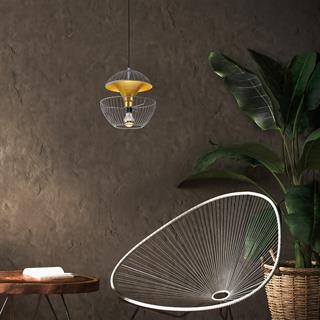 Telmander Geometrik Tel Sarkıt Avize Gri, Modern Art Deko Tasarım Tavan Aydınlatma TELMANDER-11425