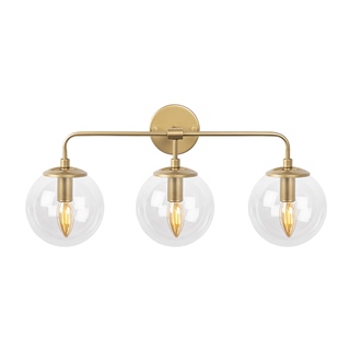 Camlı 3Lü Aplik Parlak Gold Horn-12206