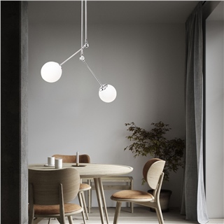 Camlı 2Li Avize Parlak Krom Cambaz-3451