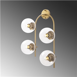 Modern Gold 4lü Duvar Aplik Şeffaf Glop Cam E14Duy Salon Antre Dekoratif Duvar Lambası,JEWEL-10600