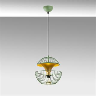 Telmander Geometrik Tel Sarkıt Avize Yeşil, Modern Art Deko Tasarım Tavan Aydınlatma TELMANDER-11430