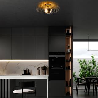 Tel Başlık Model Metal Plafönyer Avize Parlak Gold, Dekoratif Tavan Aydınlatma KAYA-15226-L