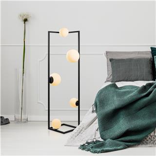 Camlı 5Li Lambader Pütürlü Siyah Corner-13775
