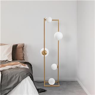 Camlı 5Li Lambader Parlak Gold Corner-13776