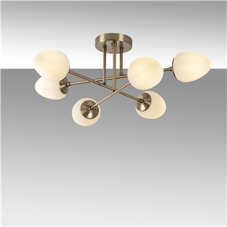 Eskitme Altın 6lı Plafonyer Avize Modern Camlı Salon E14 Duylu,CAMFLO-10390
