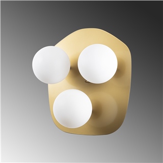 Camlı 3Lü Aplik Parlak Gold Well-11711