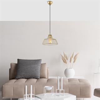 Hakcu Tekli Tel Sarkıt Avize Parlak Gold, Modern Dekoratif Metal Lamba HAKCU-11955