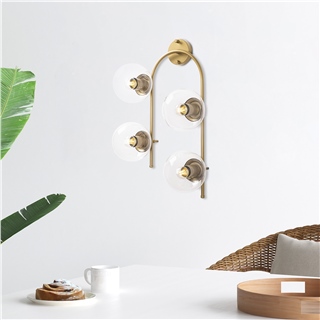 Modern Gold 4lü Duvar Aplik Şeffaf Glop Cam E14Duy Salon Antre Dekoratif Duvar Lambası,JEWEL-10600