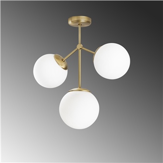 Camlı 3Lü Avize Parlak Gold Damar-6337
