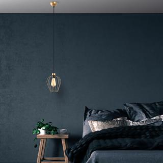 Armut Tekli Tel Sarkıt Avize Parlak Gold, Modern Dekoratif Metal Lamba ARMUT-6677