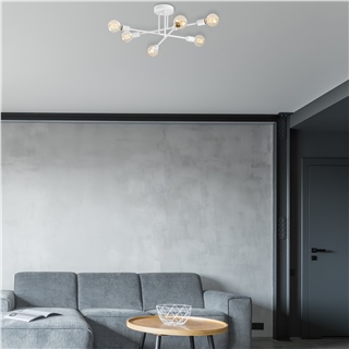 6lı Dekoratif Tavan Avizesi Beyaz Modern Stil E-27 Duy, FLOWER-175