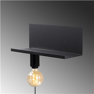 Metal Tekli Raf Aplik Pütürlü Siyah Rafaplık-40-501-Black