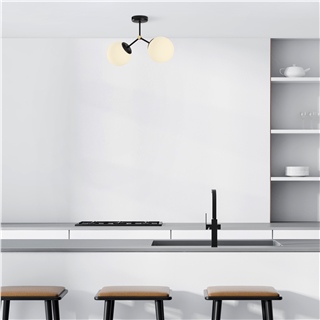 2 Kollu Modern Plafonyer Avize Beyaz Glop Camlı E27 Duy Antre Koridor,DAMAR-6331