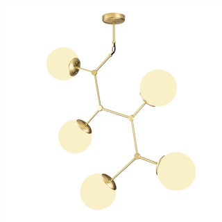 Camlı 6Lı Avize Parlak Gold Damar-6312