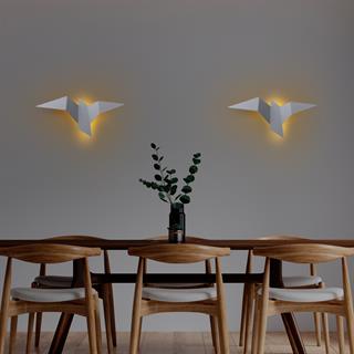Kuş Figür Modern Büyük Boy Ledli Aplik Gri, Duvar Led Aydınlatma 3000K Sarı Işık PACALI-13501-L