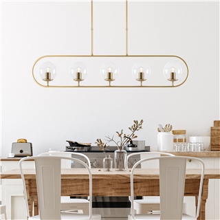 Camlı 5Li Avize Parlak Gold Jewel-10625