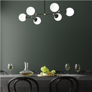 Modern 6 Kollu Ahtapot Avize Beyaz Glop Camlı Metal Salon Avizesi E27 Duylu,DAMAR-6321