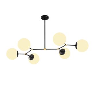 Modern 6 Kollu Ahtapot Avize Beyaz Glop Camlı Metal Salon Avizesi E27 Duylu,DAMAR-6321