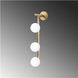 Camlı 3Lü Aplik Parlak Gold Domıno-11045