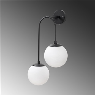 Camlı 2Li Aplik Pütürlü Siyah Jewel-10575