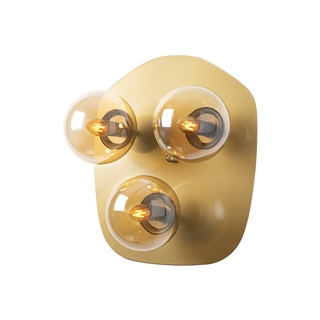 Camlı 3Lü Aplik Parlak Gold Well-11706
