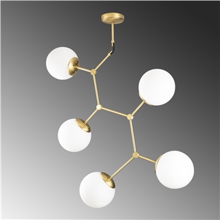 Camlı 6Lı Avize Parlak Gold Damar-6312