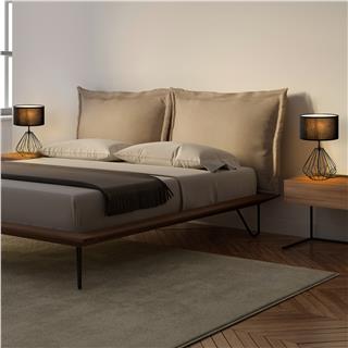Abajur Başlıklı Masa Lambası Pütürlü Siyah Dıamond-S-705-Set