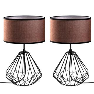 Abajur Başlıklı Masa Lambası Pütürlü Siyah Dıamond-S-708-Set