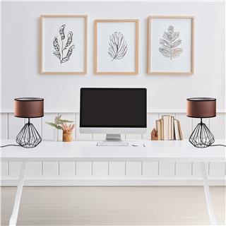 Abajur Başlıklı Masa Lambası Pütürlü Siyah Dıamond-S-708-Set
