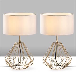 Abajur Başlıklı Masa Lambası Parlak Gold Dıamond-S-711-Set
