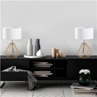 Abajur Başlıklı Masa Lambası Parlak Gold Dıamond-S-711-Set