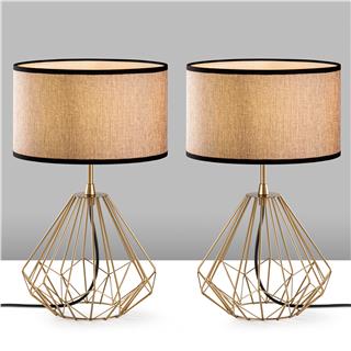 Abajur Başlıklı Masa Lambası Parlak Gold Dıamond-S-712-Set