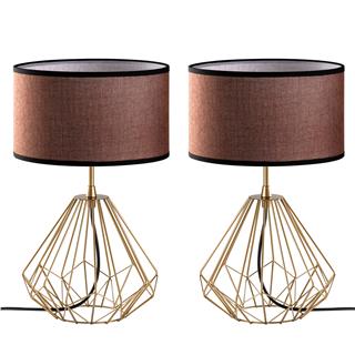 Abajur Başlıklı Masa Lambası Parlak Gold Dıamond-S-713-Set