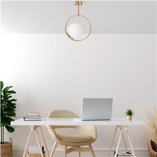 Camlı Tekli Plafönyer Parlak Gold Dolunay-3903