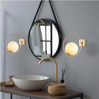 Modern Gold Aplik Glop Camlı Duvar Lambası E27 Duy,Salon Yatak Başı Koridor Antre Cafe,DOLUNAY-3912