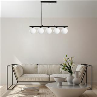 Camlı 5Li Avize Pütürlü Siyah Dual-13763
