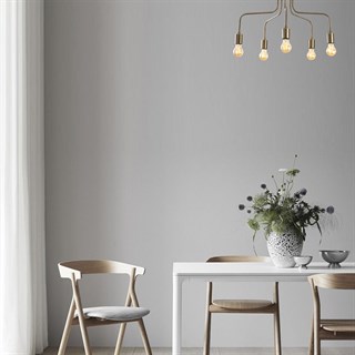 Rustik 5Li Plafönyer Eskitme Candelabra-Nua-1183