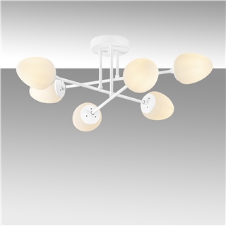 Beyaz 6lı Plafonyer Avize Opal Camlı Genç Odası E14 Duylı,CAMFLO-10385