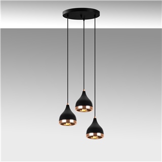 Metal Sıvama 3Lü Tepsi Sarkıt Parlak Siyah Yıldo-S-7036