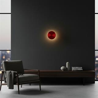 Aura Ledli Metal Sıvama Tekli Duvar Aplik Çap 20 cm,Metalik Kırmızı,Ambiyans Aydınlatma AURA-15520-L