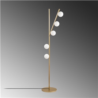 Camlı 5Li Lambader Parlak Gold Domıno-11042